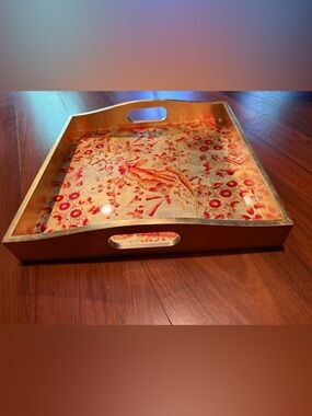 CASPARI x The MET Gilded Porcelain Gold LACQUER TRAY metropolitan museum of Art